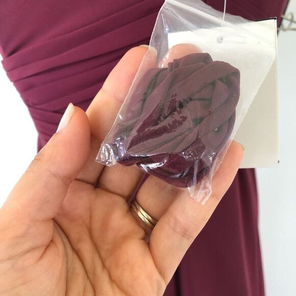 New David's Bridal Chiffon Dress Red Wine Style F15555 Bridesmaids Dress Maxi - Picture 8 of 13